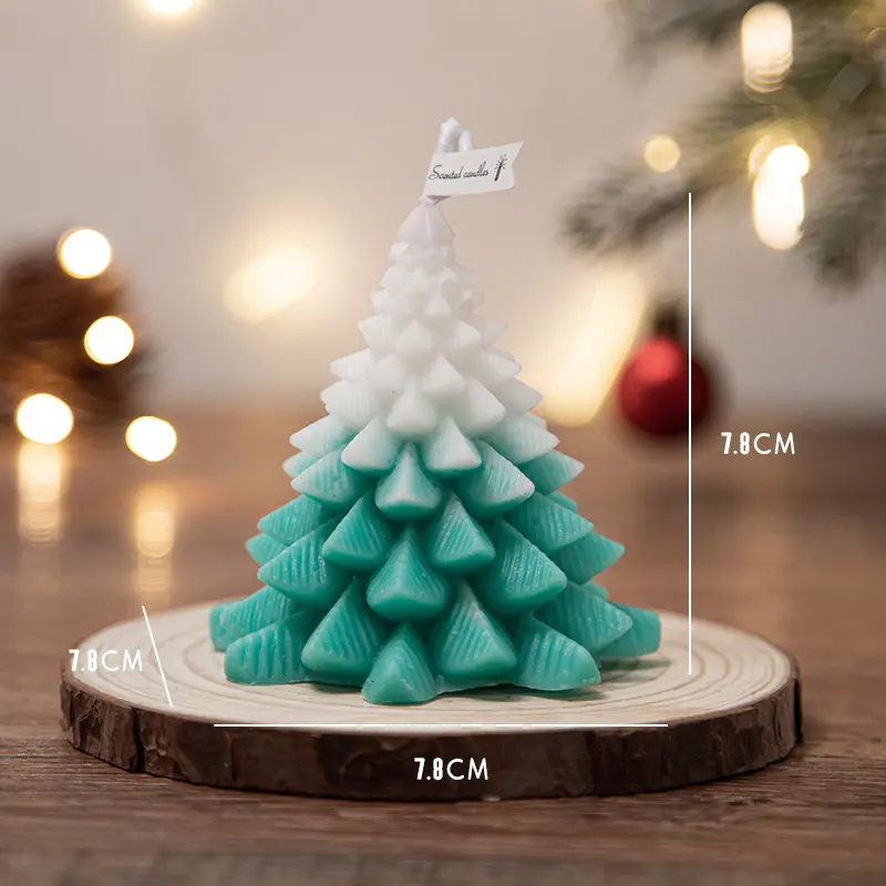 Unique gift Christmas tree wax pillar candles home decor Europe