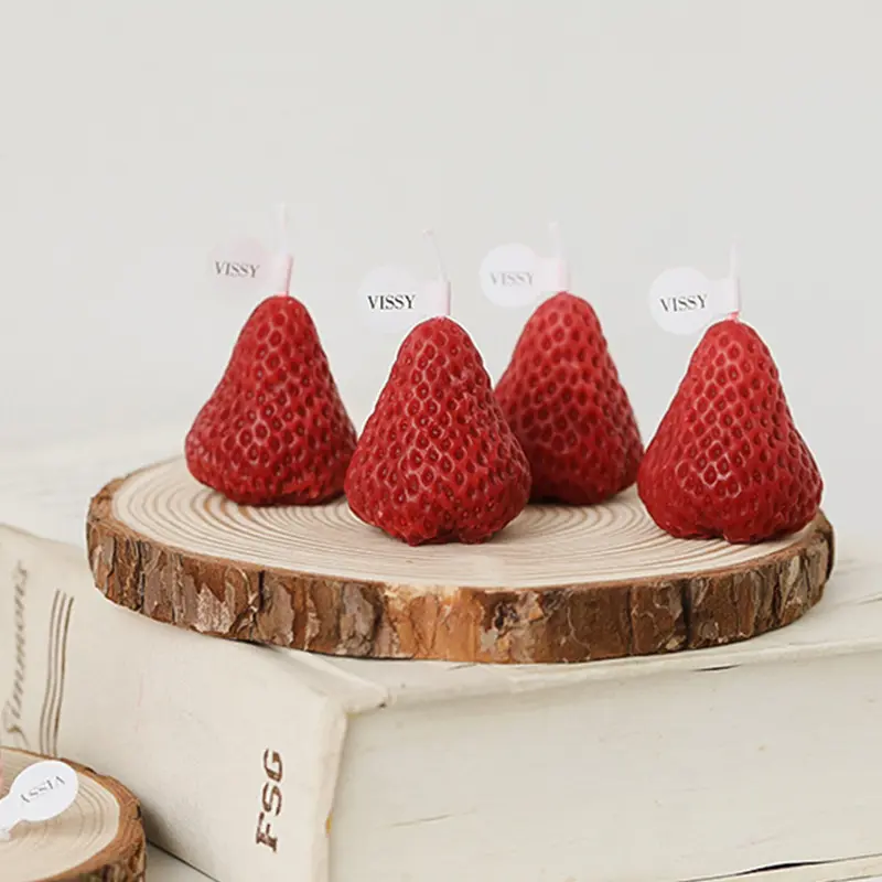 Strawberry Shaped Candle For Birthday Gift