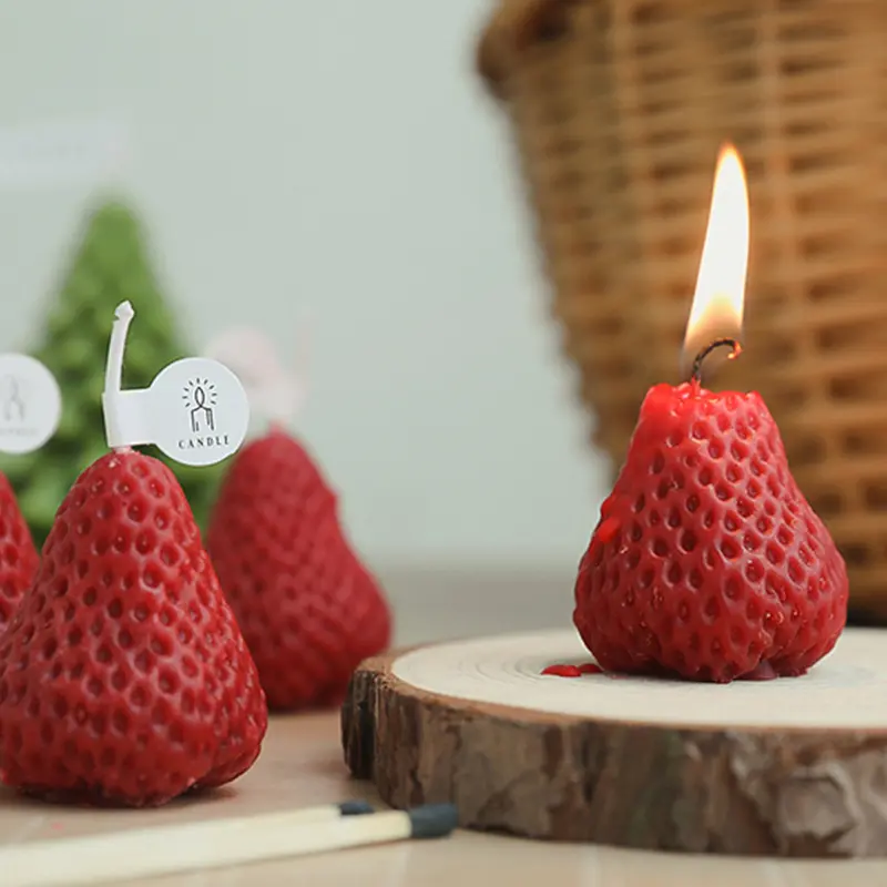 Strawberry Shaped Candle For Birthday Gift