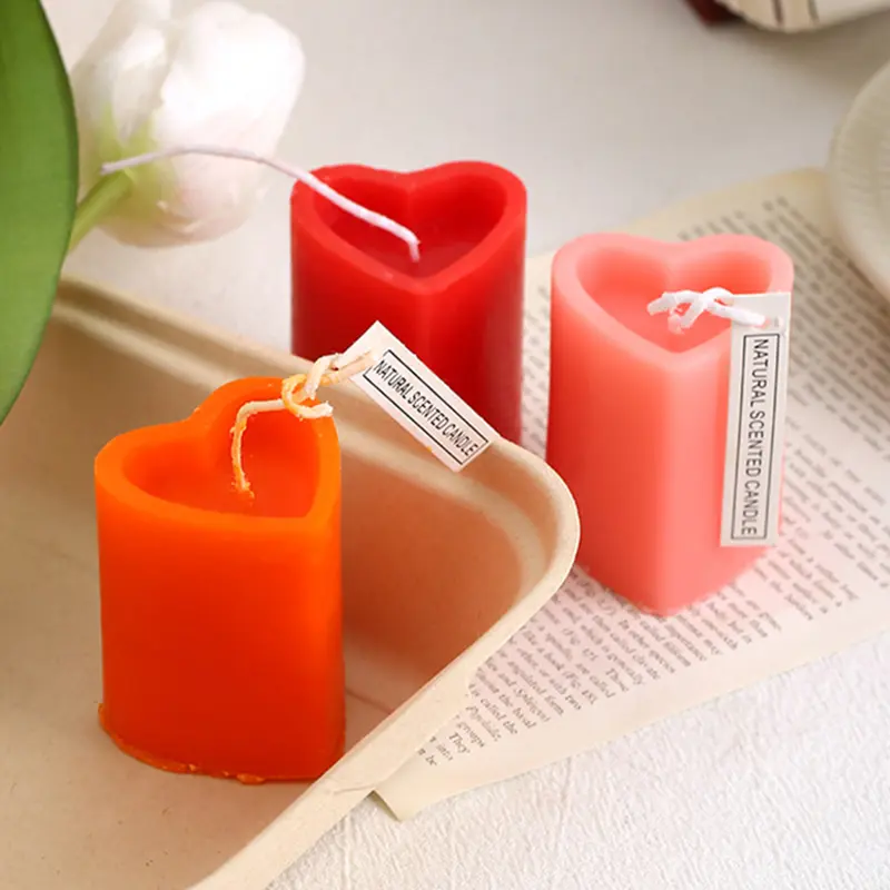 Heart shape handmade wax pillar candles home & Kitchen America