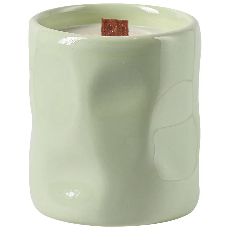 Stylish Glossy Ceramic Candle with Wood Wick Unique Colorful Soy Wax Candles Denmark